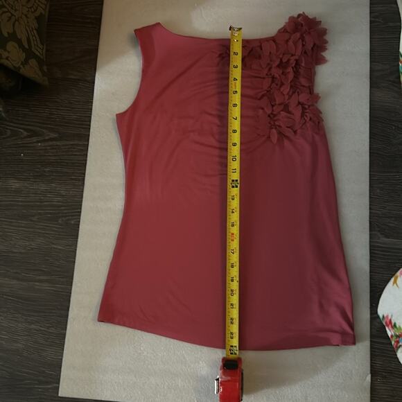 Ann Klein Women’s Pink Floral Short Sleeve Blouse L Work Office Casual Fairycore - Picture 7 of 9